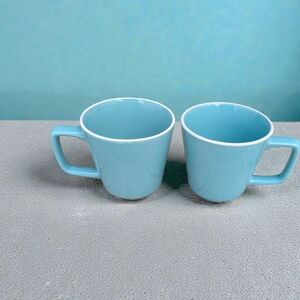 Room Essentials Aqua Blue Stoneware Mugs Minimalist Modern Set Of 2